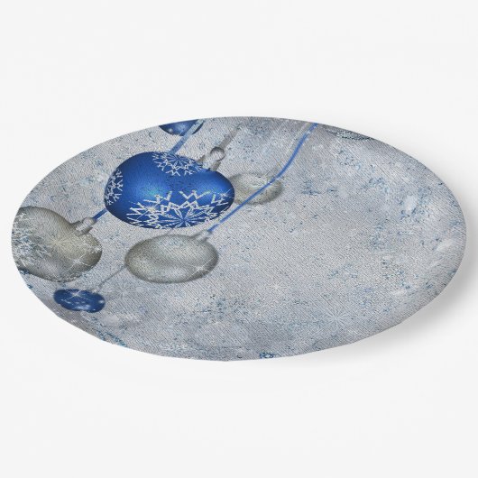 シルバーブルーオーナメント ペーパープレート (アングル)
