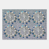 シルバーブルークリスマスリースケルブ ラッピングペーパーシート (正面2)