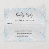 シルバーブルーグリッターウェディングRSVP (正面)