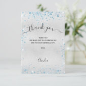 シルバーブルーグリッターサンキューカード サンキューカード (スタンド正面)