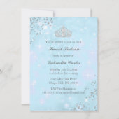 シルバーブルーグリッターティアラ&ヒールズスウィート16招待状 招待状 (裏面)