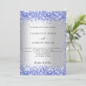 シルバーブルーグリッターフォーマルエレガントな結婚式 招待状 (スタンド正面)