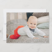 シルバーブルーサンタクロースのクリスマス誕生日写真 招待状 (裏面)