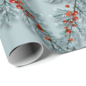 シルバーブルーススプルース赤い果実ラティスダスティブルー ラッピングペーパー (ロールコーナー)