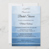 シルバーブルーストライプのトーンオントーンブライダルシャワー 招待状 (正面)