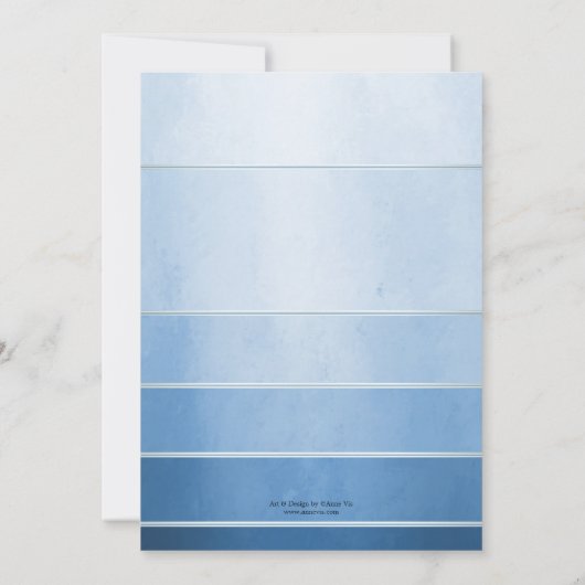 シルバーブルーストライプのトーンオントーンリハーサルディナー 招待状 (裏面)