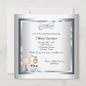 シルバーブルーストーク男の赤ちゃんシャワー 招待状 (裏面)