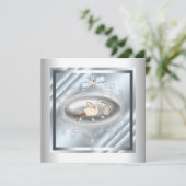 シルバーブルーストーク男の赤ちゃんシャワー 招待状 (スタンド正面)