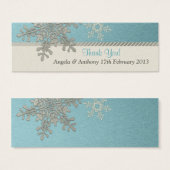 シルバーブルースノーフレークウィンターウェディングメッセージカード (正面&裏面)