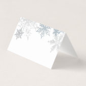 シルバーブルースノーフレークスウィンターウェディング座席表 名刺 (裏面)