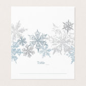 シルバーブルースノーフレークスウィンターウェディング座席表 名刺 (外部フラット)