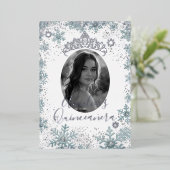 シルバーブルースノーフレークフォトキンセアニェラ 箔招待状 (立ち正面)