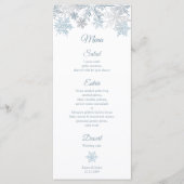シルバーブルースノーフレーク冬のウェディングラックカード メニュー (正面)