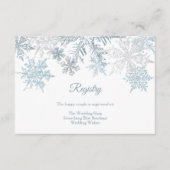 シルバーブルースノーフレーク冬のウェディングレジストリ エンクロージャーカード (正面)