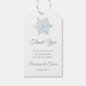 シルバーブルースノーフレーク冬の結婚式ありがとう ギフトタグ (正面)