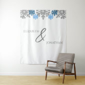 シルバーブルースノーフレーク冬の結婚式 タペストリー (インサイチュ)