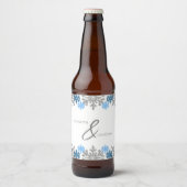 シルバーブルースノーフレーク冬の結婚式 ビールラベル (正面)