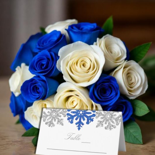 シルバーブルースノーフレーク冬の結婚式 プレイスカード