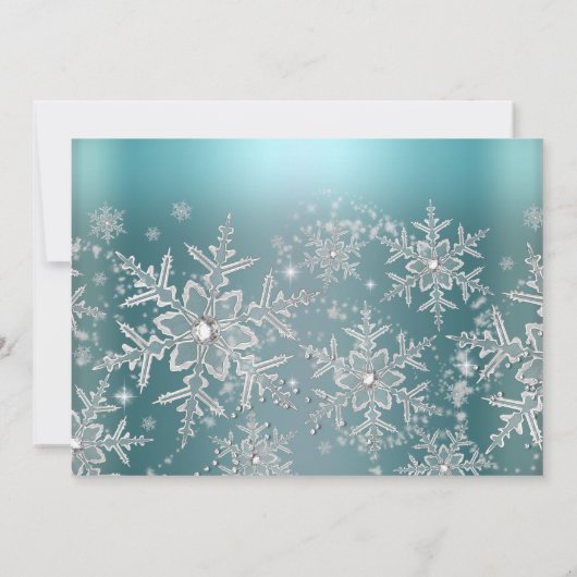 シルバーブルースパークルスノーフレーク写真甘い16 招待状 (裏面)