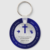 シルバーブルーチャーチクリスチャン土産キーチェーン キーホルダー (正面)