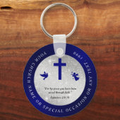 シルバーブルーチャーチクリスチャン土産キーチェーン キーホルダー (正面)