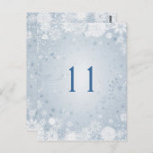 シルバーブルーテーブル番号の上の白い雪 ポストカード (正面/裏面)