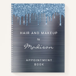 シルバーブルードリップグリッターブラッシュメタルアポイントメント ノートブック