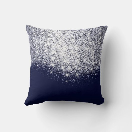 シルバーブルーネイビーグレーグリッターメイクアップアーティスト美しい クッション (裏面)