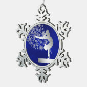 シルバーブルーバランスビーム体操選手 スノーフレークピューターオーナメント (右)