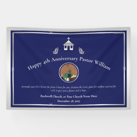 シルバーブルーパスター記念日または教会イベント 横断幕 (横)