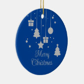 シルバーブルーパーソナライズされたクリスマス セラミックオーナメント (右)