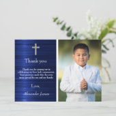 シルバーブルーファースト聖餐式の少年ありがとう サンキューカード (スタンド正面)