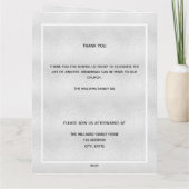 シルバーブルーフローラエレガント写真葬儀プログラム サンキューカード (裏面)