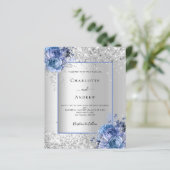 シルバーブルーフローラル結婚式の招待状 (スタンド正面)