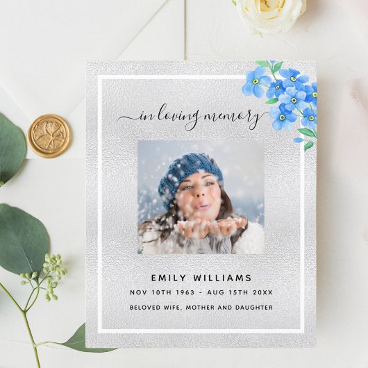 シルバーブルーフローラ写真葬儀プログラム