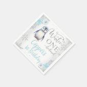 シルバーブルーペンギンウィンターオネダーランド誕生日 スタンダードカクテルナプキン (角)