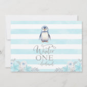シルバーブルーペンギンウィンターオネダーランド誕生日 招待状 (裏面)