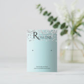 シルバーブルーホワイトグリッタージュエリー表示 名刺 (スタンド正面)