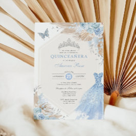 シルバーブルーボホフローラキンセアニラ15誕生日 招待状