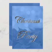 シルバーブルーポインセツィアクリスマスパーティの招待状