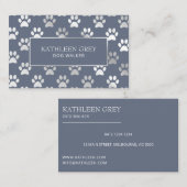 シルバーブルーポープリントパターン | ペットトリマー 名刺 (正面/裏面)