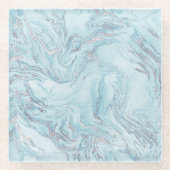 シルバーブルーマーブル ガラスコースター (正面)