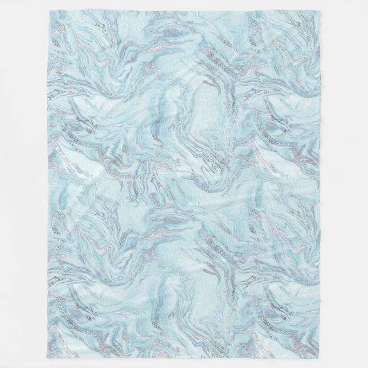 シルバーブルーマーブル フリースブランケット (正面)