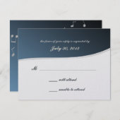 シルバーブルーミュージックバー（ユダヤ教の）バル・ミツバー/レスポンスカード 出欠カード (正面/裏面)