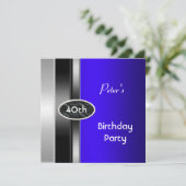 シルバーブルーメンズ40th誕生日パーティーマン 招待状 (スタンド正面)