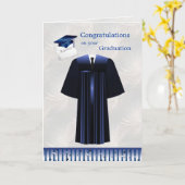 シルバーブルーモルタル、ガウン、ディプロマ カード (黄色い花)