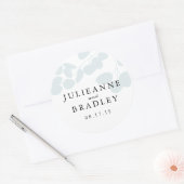 シルバーブルーユーカリプタスブランチモダンズ結婚 ラウンドシール (封筒)