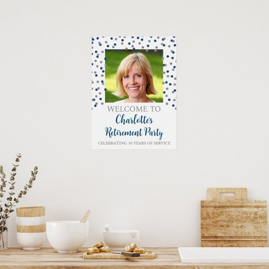 シルバーブルーリタイアカスタムメントパーティー18x24写真 ポスター (キッチン)