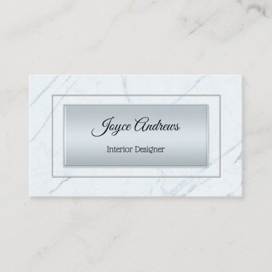 シルバーブルー大理石インテリアデザイン名刺 名刺 (正面)