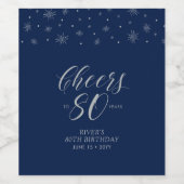 シルバーブルー応援80年80歳バースデーパーティー ワインラベル (シングルラベル)